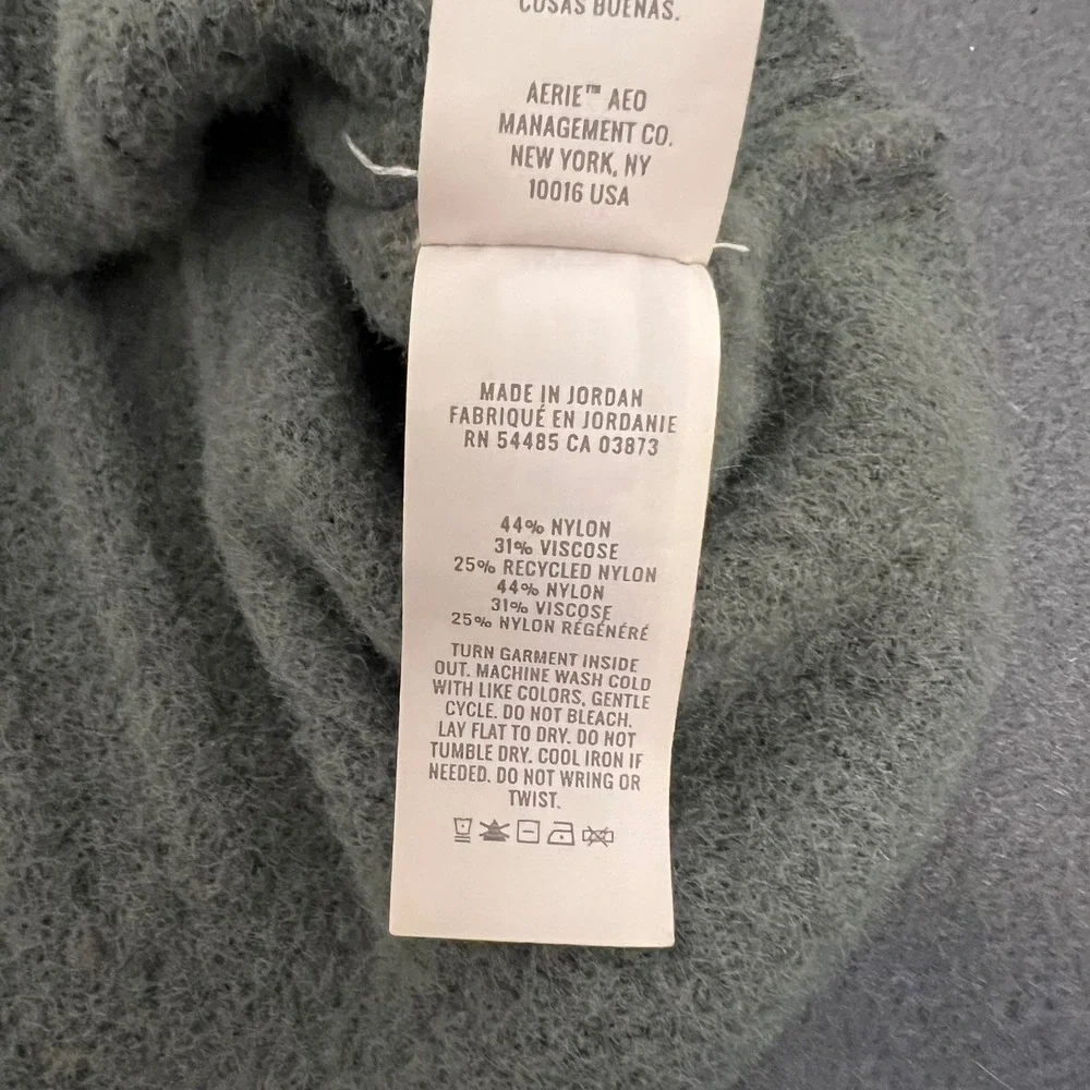 Aerie Ribbed Crew Neck Long‎ Sleeve Sweater Green Womens Size Small Petite